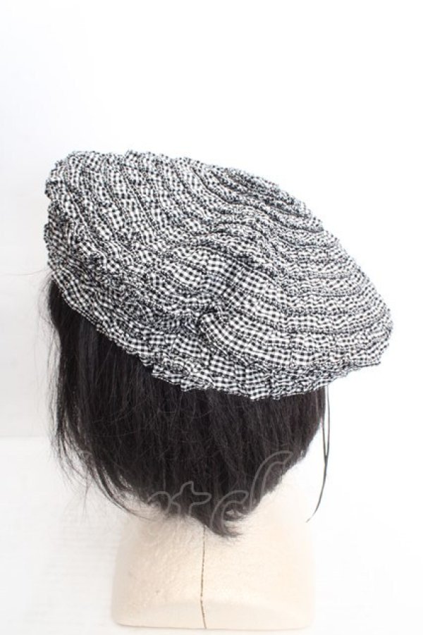 画像2: PINK HOUSE / ギンガムチェックフリルベレー  クロ O-26-03-27-1016-LO-AC-OW-OS (2)