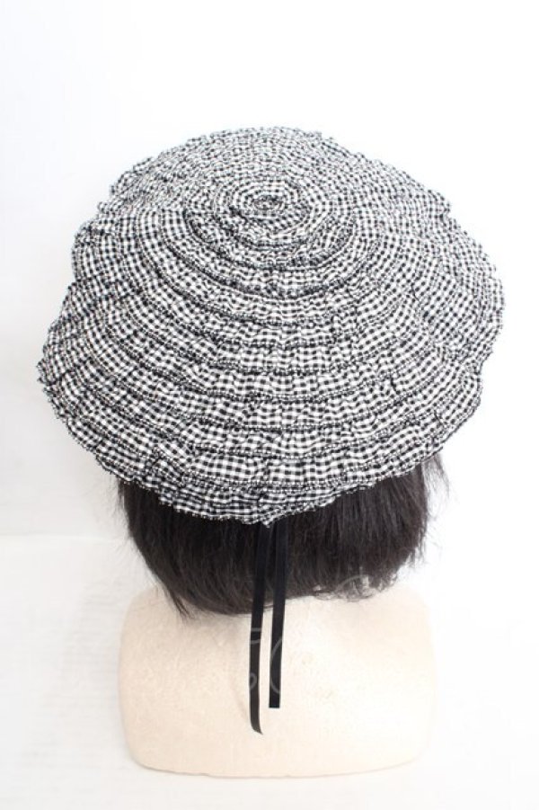 画像3: PINK HOUSE / ギンガムチェックフリルベレー  クロ O-26-03-27-1016-LO-AC-OW-OS (3)