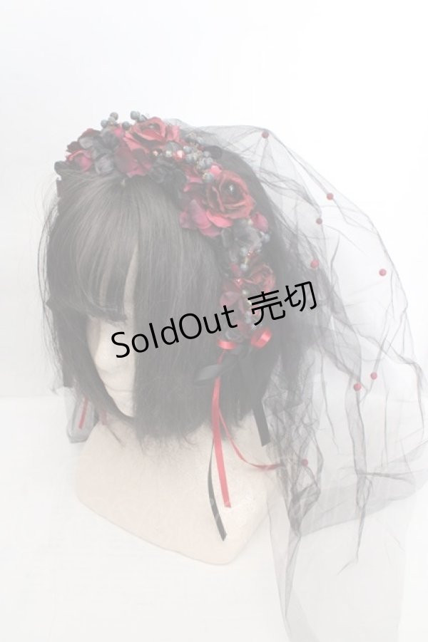 画像1: Atelier Beatrice / ヴェールカチューシャ  クロ×アカ O-26-03-27-1023-GO-AC-IG-OS (1)