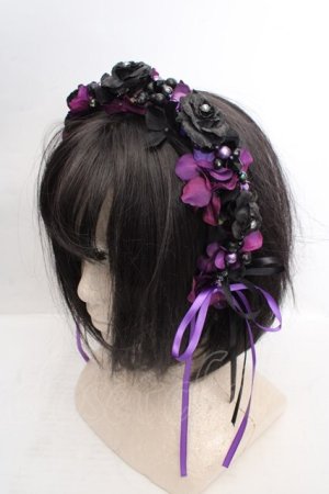 画像: Atelier Beatrice / ローズパールカチューシャ  ブラック×パープル O-26-03-27-1024-GO-AC-IG-OS