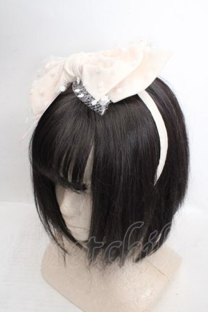 画像: Melody BasKet / Dollyリボンカチューシャ  アイボリー（ピンク寄り） O-26-03-27-1025-LO-AC-OW-OS