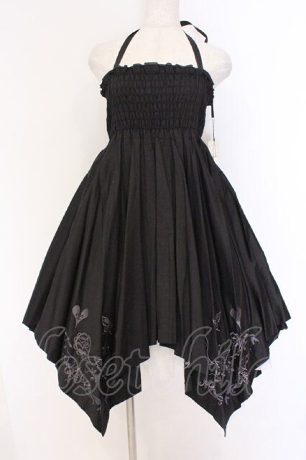 画像1: BPN / ハート刺繍シャーリングワンピース M ブラック O-26-03-27-063-GO-OP-OW-OS (1)