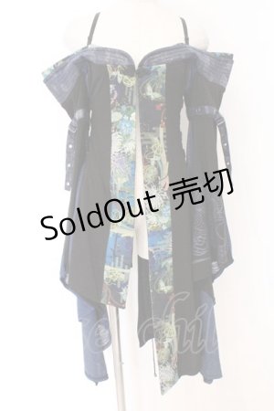 画像: Qutie Frash / オフショルベルトカーディガン  ブラック×ブルー O-26-03-27-064-QU-JA-IG-OS