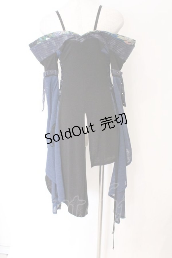 画像4: Qutie Frash / オフショルベルトカーディガン  ブラック×ブルー O-26-03-27-064-QU-JA-IG-OS (4)