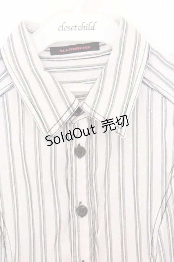 画像2: ALGONQUINS / オフショルダーシャツワンピース  ホワイト×ブラック O-26-03-27-011-AL-OP-IG-OS (2)