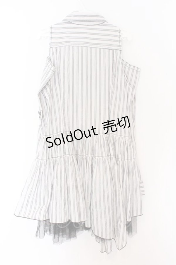 画像3: ALGONQUINS / オフショルダーシャツワンピース  ホワイト×ブラック O-26-03-27-011-AL-OP-IG-OS (3)