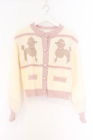 画像: merry jenny / poodleニットカーディガン  オフシロ×ピンク O-26-03-27-013-LO-TO-IG-OS