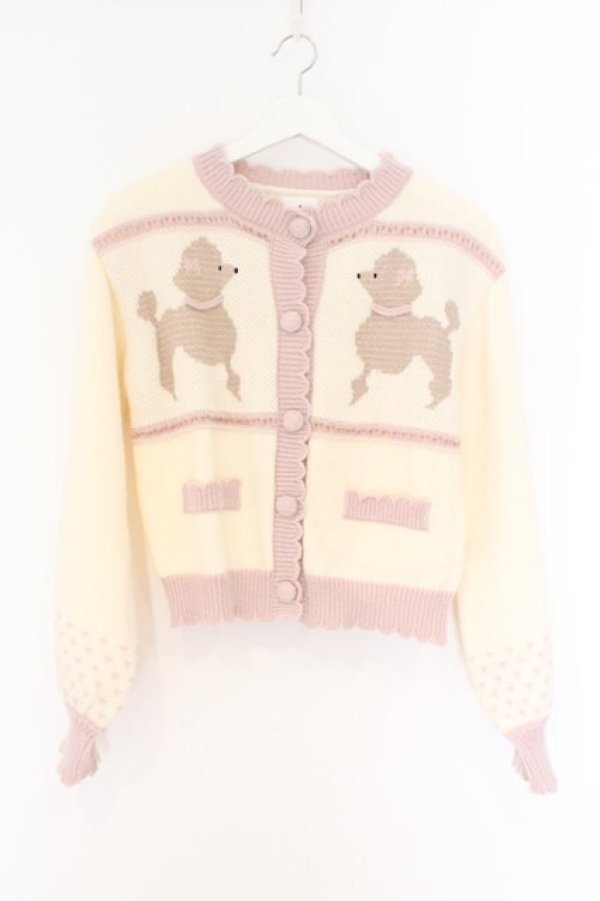 画像1: merry jenny / poodleニットカーディガン  オフシロ×ピンク O-26-03-27-013-LO-TO-IG-OS (1)