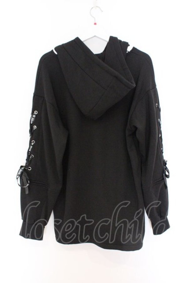 画像3: NieR Clothing / 防寒裏起毛SLEEVE ZIP×LACE-UP ZIP OUTER パーカー  ブラック O-26-03-27-020-PU-TO-IG-OS (3)