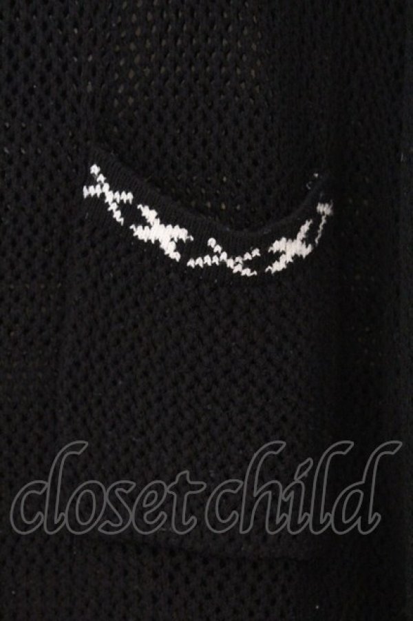 画像2: NieR Clothing / 胸ポケット付きメッシュニット【×××】  ブラック O-26-03-27-021-PU-TO-IG-OS (2)