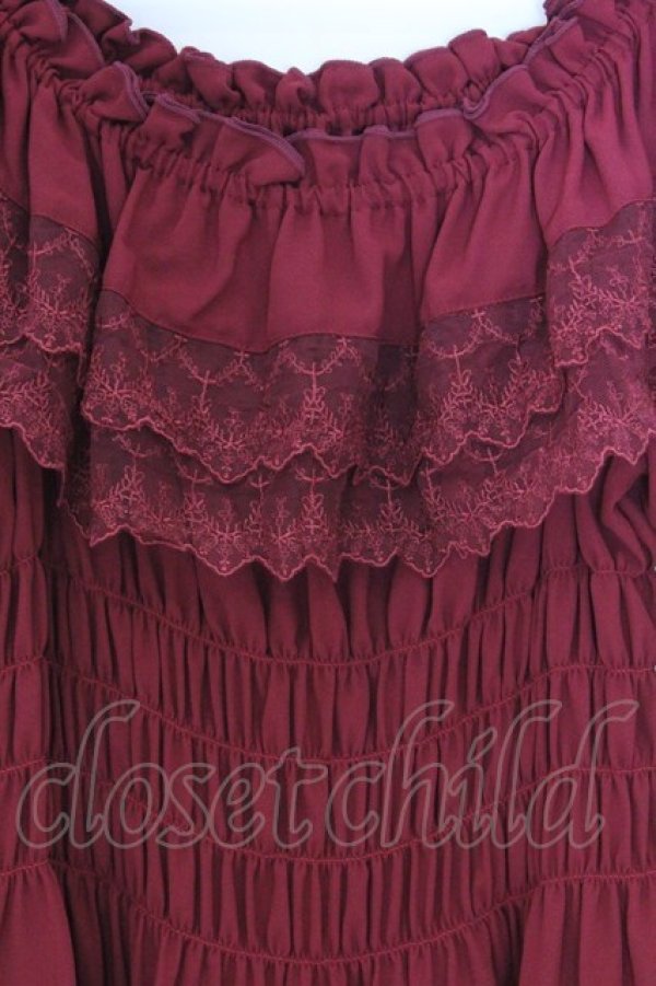 画像2: ATELIER PIERROT / Shirring princess sleeve blouse  ワイン O-26-03-27-027-EL-BL-IG-OS (2)