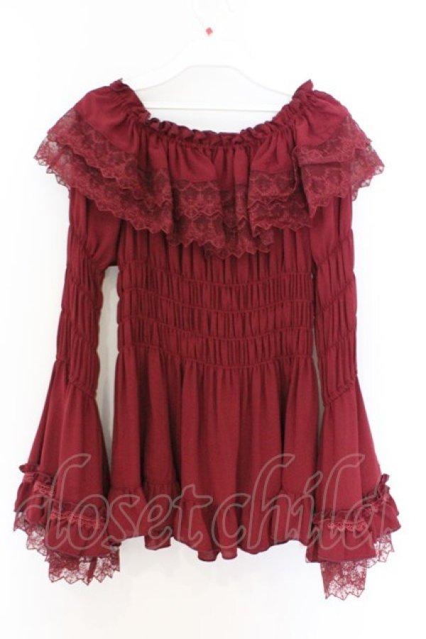 画像3: ATELIER PIERROT / Shirring princess sleeve blouse  ワイン O-26-03-27-027-EL-BL-IG-OS (3)