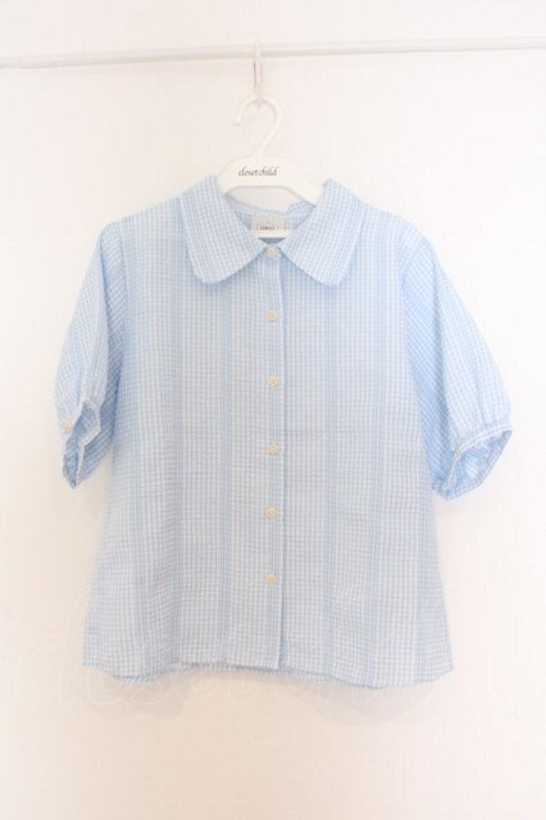 画像1: LEBECCA boutique / 太陽が射すチェックブラウス F サックス O-26-03-27-033-EL-BL-OW-OS (1)