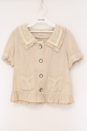 画像: axes femme / レース使い半袖シャツジャケット M アイボリー O-26-03-29-004-AX-BL-YM-OS