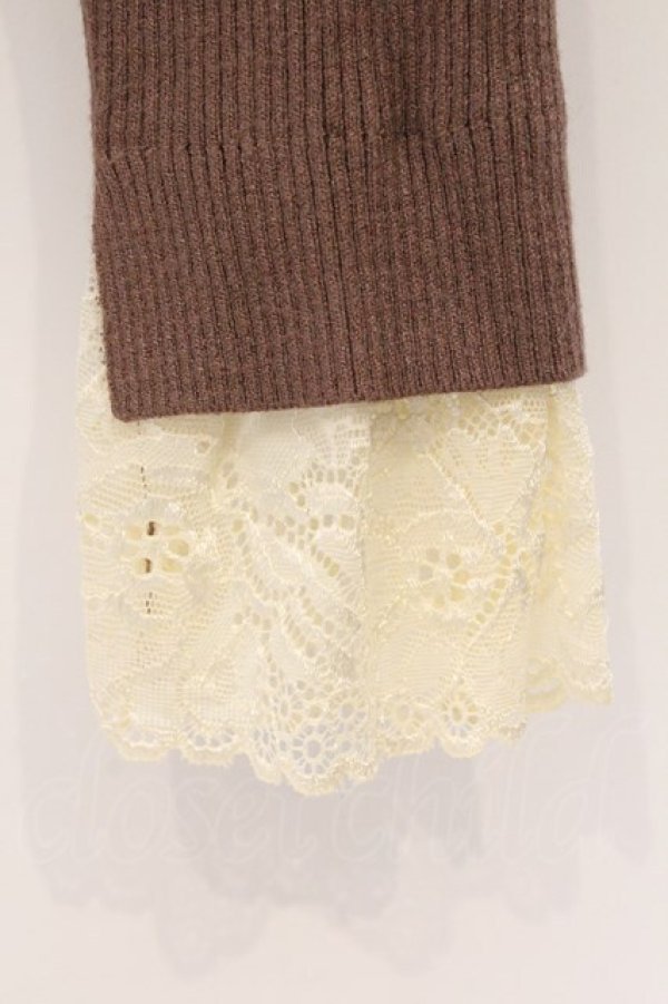 画像2: axes femme / レース配色テレコカットソー M ブラウン O-26-03-29-035-AX-TO-YM-OS (2)