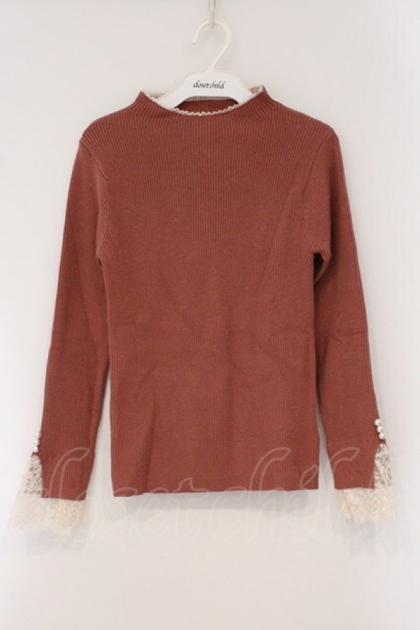 画像1: axes femme / 吸湿発熱袖レースニットプルオーバー F ピンクベージュ O-26-03-29-038-AX-TO-YM-OS (1)