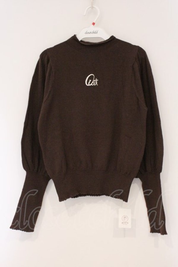 画像1: axes femme / ロゴ刺繍ボリューム袖ニット F ブラウン O-26-03-29-039-AX-TO-YM-OS (1)