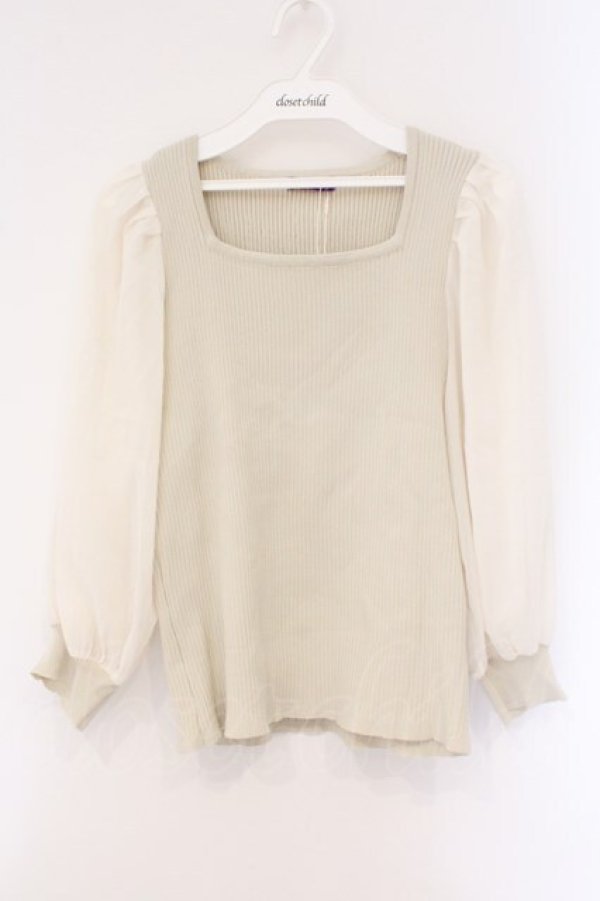 画像1: axes femme / シフォンスリーブニットプルオーバー F アイボリー O-26-03-29-005-AX-TO-YM-OS (1)