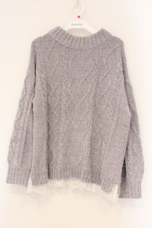 画像: axes femme / 裾レースベロアモールニット F グレー O-26-03-29-044-AX-TO-YM-OS