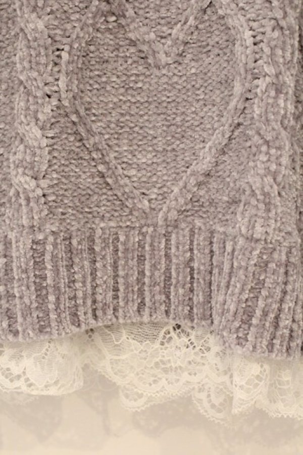 画像2: axes femme / 裾レースベロアモールニット F グレー O-26-03-29-044-AX-TO-YM-OS (2)