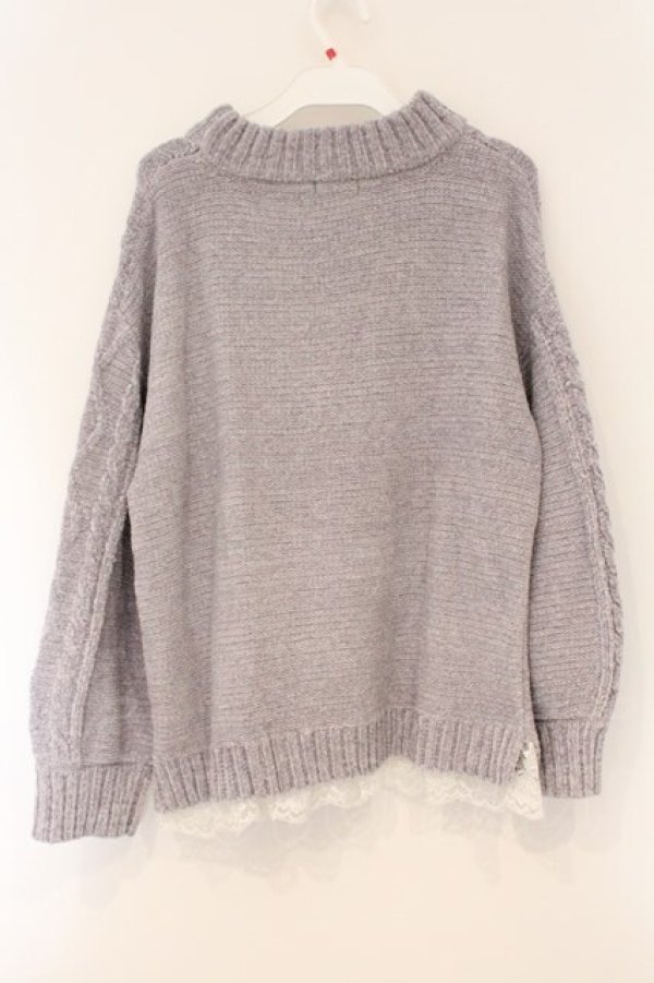 画像3: axes femme / 裾レースベロアモールニット F グレー O-26-03-29-044-AX-TO-YM-OS (3)