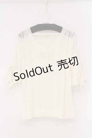 画像: axes femme / 袖ドロスト透かし柄ニットプルオーバー F アイボリー O-26-03-29-046-AX-TO-YM-OS