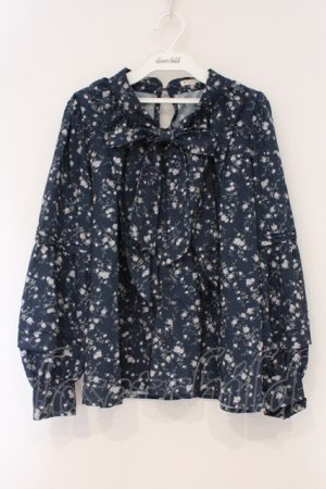 画像: axes femme / フリルリボンブラウスプルオーバー M ネイビー O-26-03-29-048-AX-BL-YM-OS