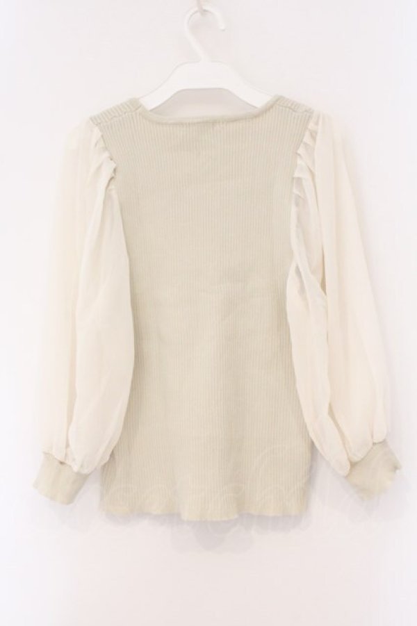 画像3: axes femme / シフォンスリーブニットプルオーバー F アイボリー O-26-03-29-005-AX-TO-YM-OS (3)