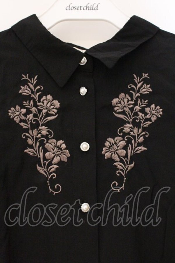 画像2: axes femme / 刺繍入り半袖ワイドブラウス F クロ O-26-03-29-054-AX-BL-YM-OS (2)