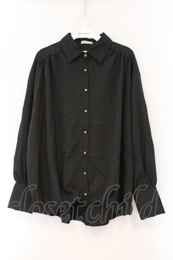 画像1: axes femme / 長袖カシュクールバルーンシャツ M クロ O-26-03-29-055-AX-BL-YM-OS (1)