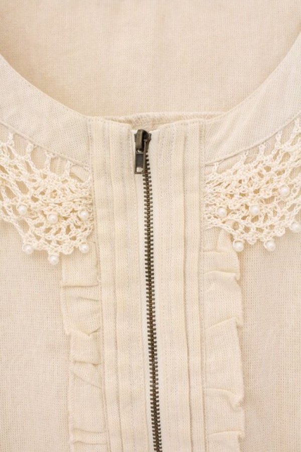 画像2: axes femme / ビーズレース配色ジップジャケット M アイボリー O-26-03-29-006-AX-OP-YM-OS (2)