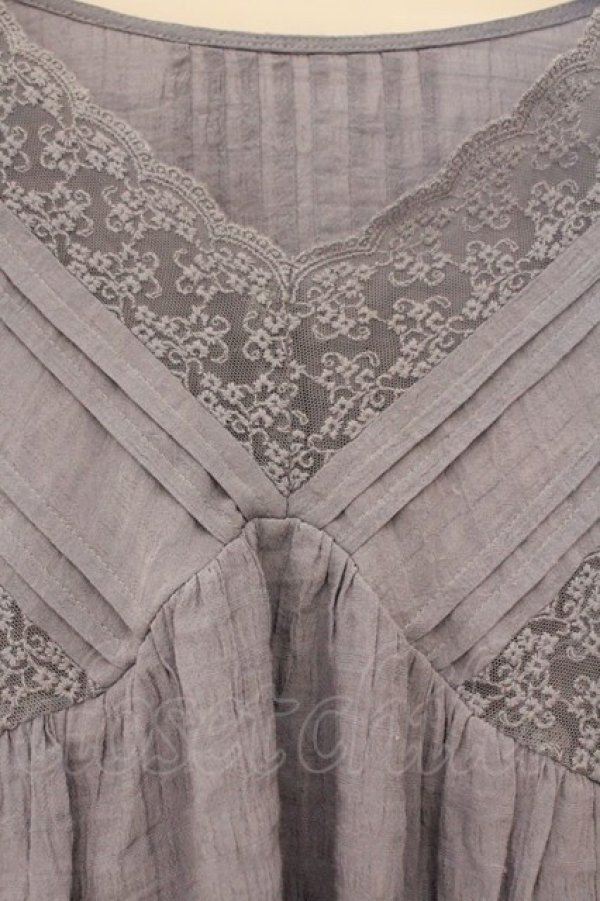 画像2: axes femme / レースＸタックデザインチュニ M ブルー O-26-03-29-059-AX-TO-YM-OS (2)