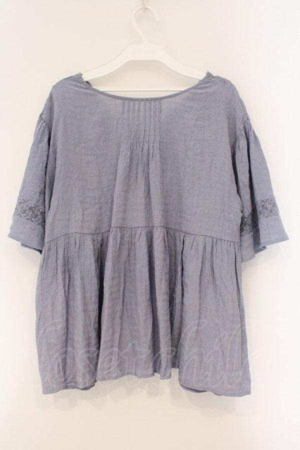 画像3: axes femme / レースＸタックデザインチュニ M ブルー O-26-03-29-059-AX-TO-YM-OS (3)