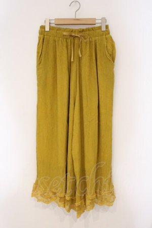 画像: axes femme / 裾レース楊柳ワイドパンツ F イエロー O-26-03-29-063-AX-PA-YM-OS