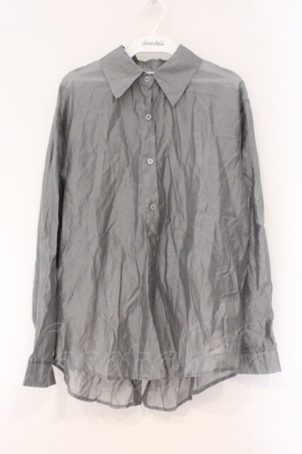 画像1: axes femme / サテンワイドシャツ  ライトグレー O-26-03-29-067-AX-BL-YM-OS (1)