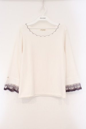 画像: axes femme / カラー刺繍チュールレースプルオーバー F シロ O-26-03-29-068-AX-TO-YM-OS