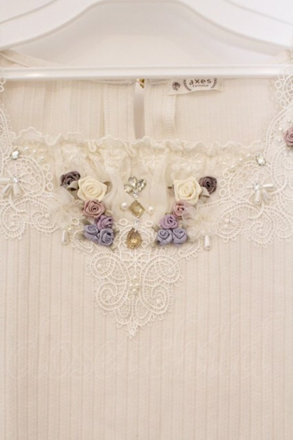 画像2: axes femme / ローズガーデンプルオーバー M シロ O-26-03-29-069-AX-TO-YM-OS (2)