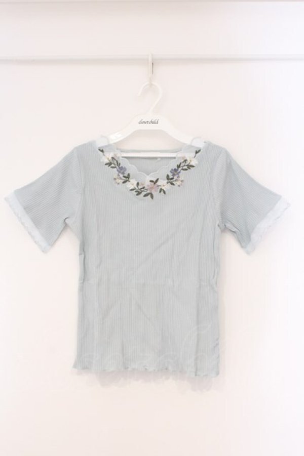 画像1: axes femme / スカラップ×刺繍リブプルオーバー M ミント O-26-03-29-073-AX-TO-YM-OS (1)