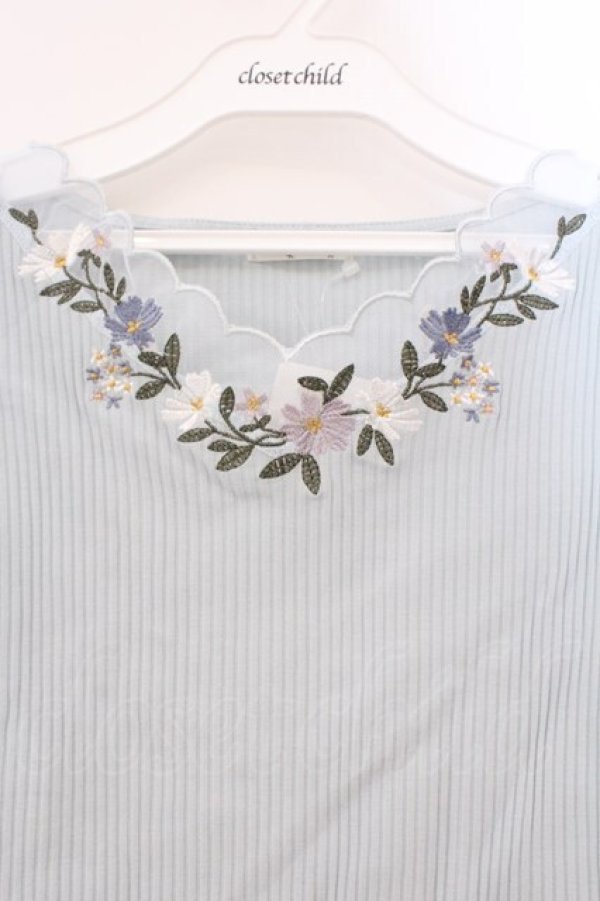 画像2: axes femme / スカラップ×刺繍リブプルオーバー M ミント O-26-03-29-073-AX-TO-YM-OS (2)