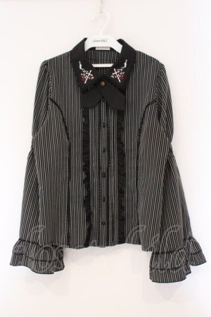 画像: axes femme / クロスローズ刺繍ブラウス L ブラック O-26-03-29-008-AX-BL-YM-OS