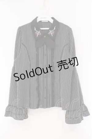 画像: axes femme / クロスローズ刺繍ブラウス L ブラック O-26-03-29-008-AX-BL-YM-OS