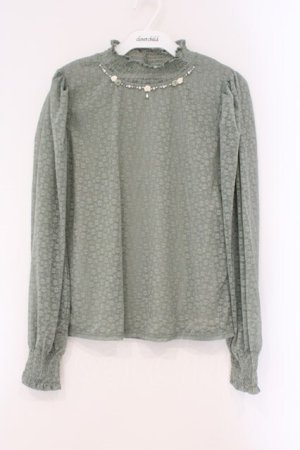 画像: axes femme / ビジューデザイン総レースプルオーバー F グリーン O-26-03-29-076-AX-TO-YM-OS