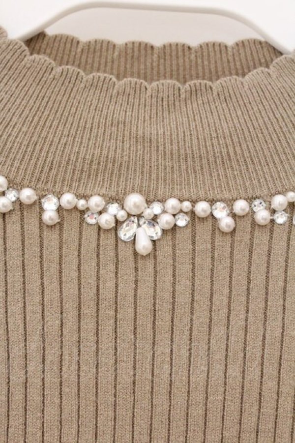 画像2: axes femme / ハイネックビジューニットプルオーバー M カーキ O-26-03-29-081-AX-TO-YM-OS (2)