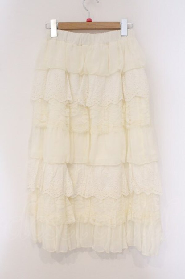 画像3: axes femme / レースフリルスカート M シロ O-26-03-29-083-AX-SK-YM-OS (3)