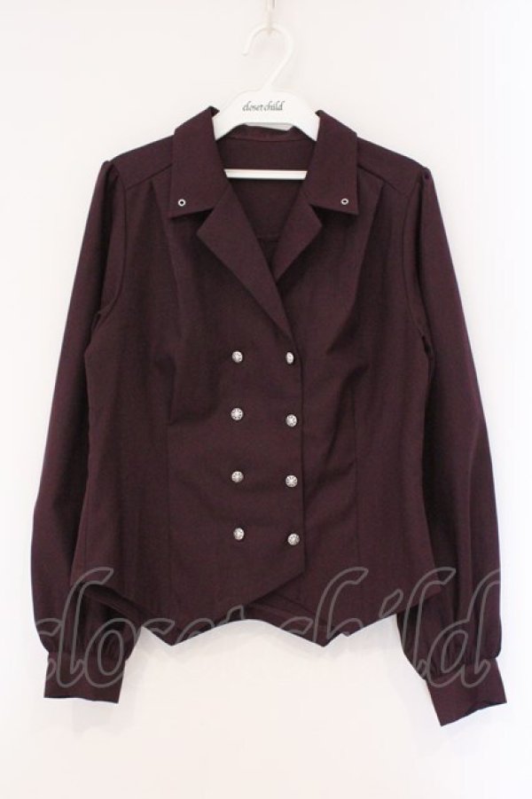 画像1: axes femme / コルセット風開襟ブラウス F パープル O-26-03-29-009-AX-BL-YM-OS (1)