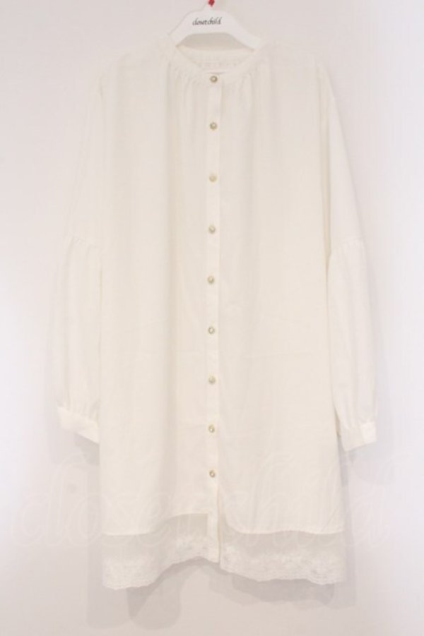 画像1: axes femme / 裾レース切替シャツチュニック M シロ O-26-03-29-084-AX-TO-YM-OS (1)