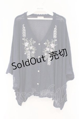 画像: axes femme / レース×ローズ刺繍ポンチョ F ネイビー O-26-03-29-086-AX-TO-YM-OS