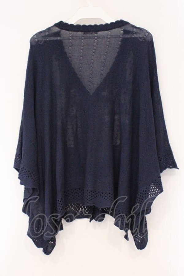 画像3: axes femme / レース×ローズ刺繍ポンチョ F ネイビー O-26-03-29-086-AX-TO-YM-OS (3)