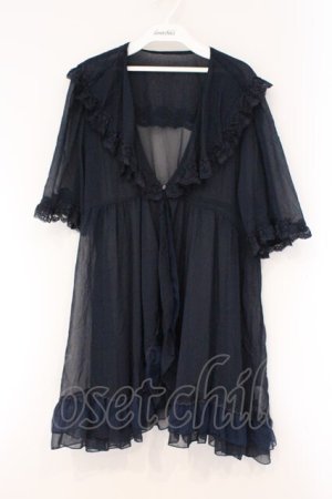 画像: axes femme / レース×チュール楊柳ガウン F ネイビー O-26-03-29-087-AX-TO-YM-OS