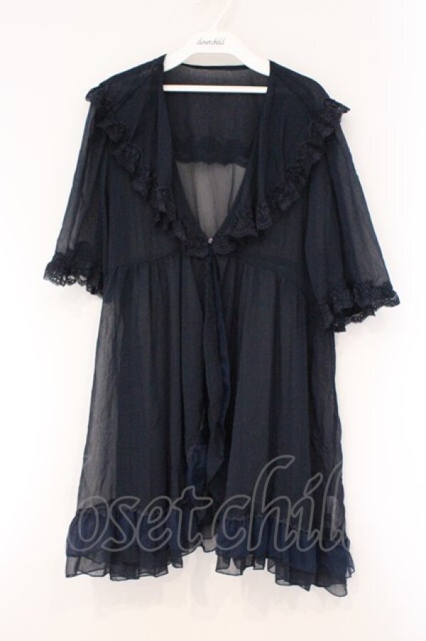 画像1: axes femme / レース×チュール楊柳ガウン F ネイビー O-26-03-29-087-AX-TO-YM-OS (1)